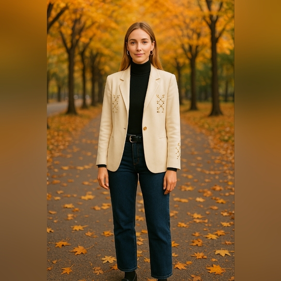 the icing Jackets & Blazers - Ladies Studded Blazer Single Button Vintage Style Size Large